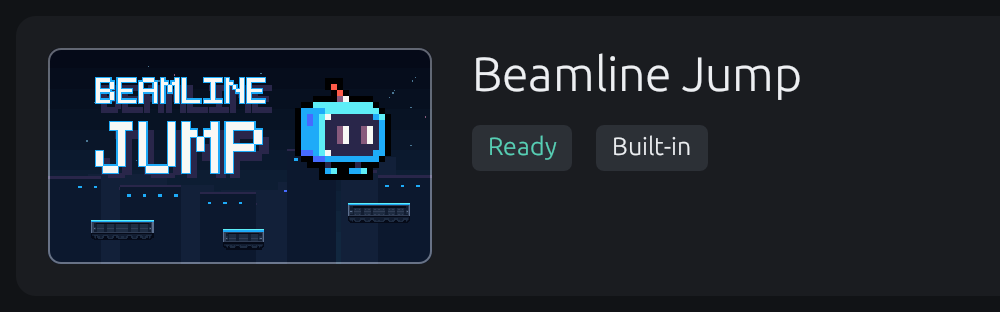 Beamline Jump’s game page, marked Ready.
