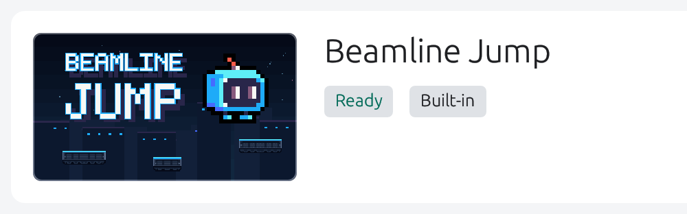 Beamline Jump’s game page, marked Ready.